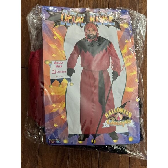 Devil Robe Men's Red/Black Poly Robe- Horn Hood- Tie-On Sash‎ One Size - Picture 1 of 2